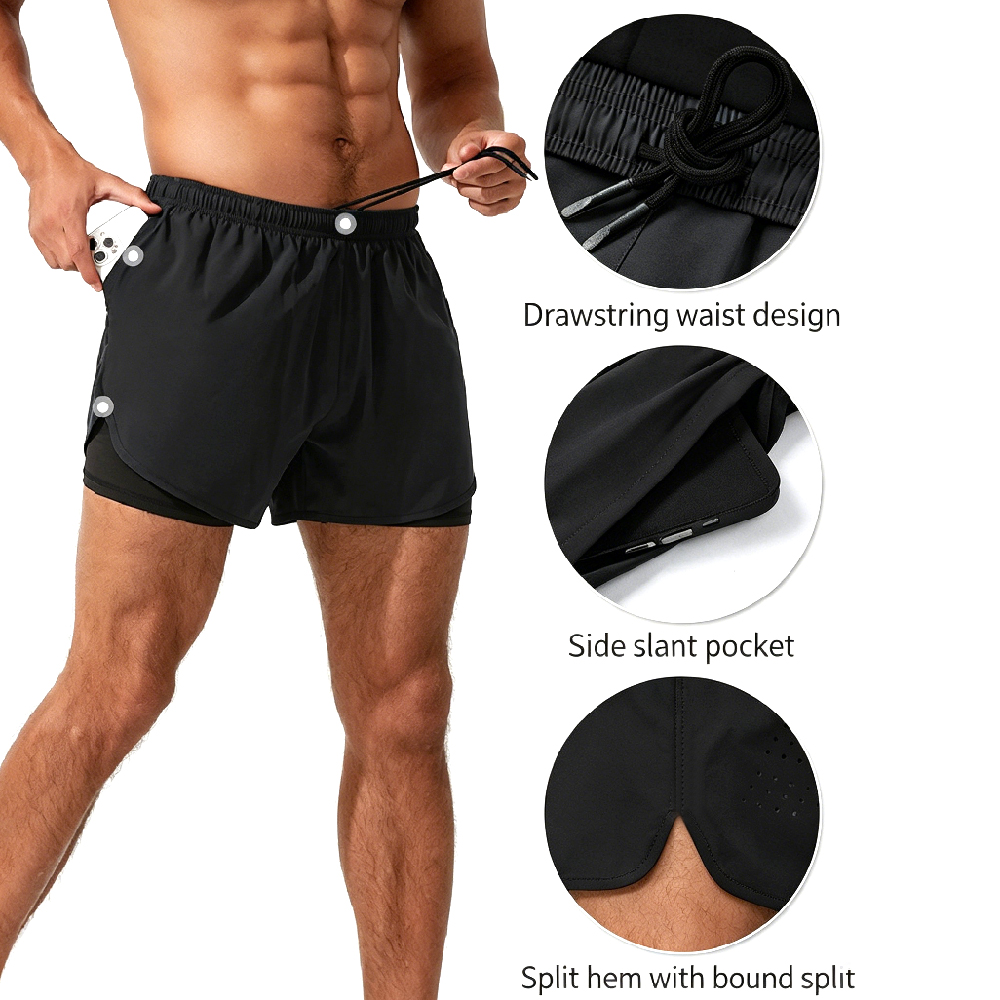 1PCS Mens 2 in 1 Running Short - огляд і ціна Compression Shorts Athletes